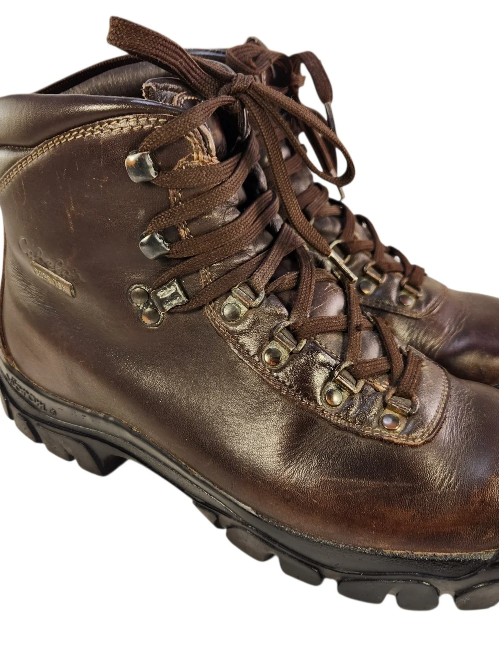 CABELAS  GORETEX VIBRAM SOLE HIKING BROWN LEATHER MEN BOOTS SIZE 10/44